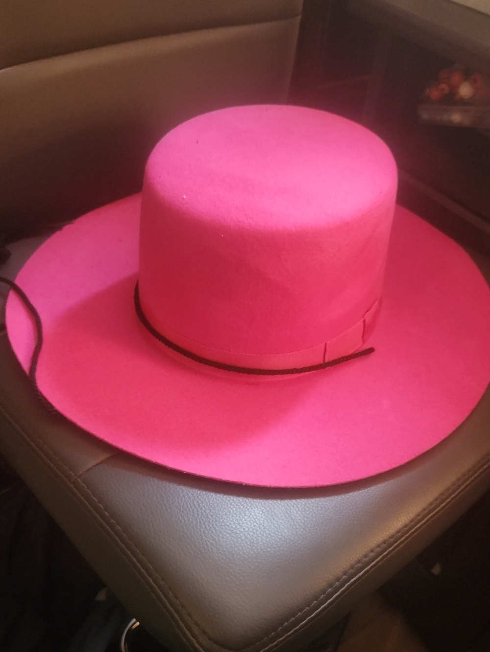 Bright Pink Wide Brim Wool Hat - Unbranded